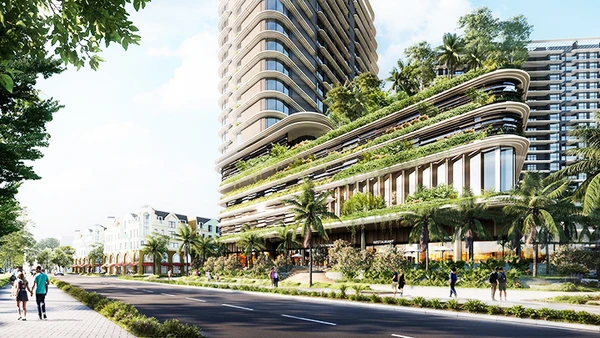 Không gian cảnh quan của tổ hợp khách sạn cũng được chú trọng với hình thái kiến trúc xanh, mang đậm bản sắc văn hóa miệt vườn miền Tây Nam Bộ.