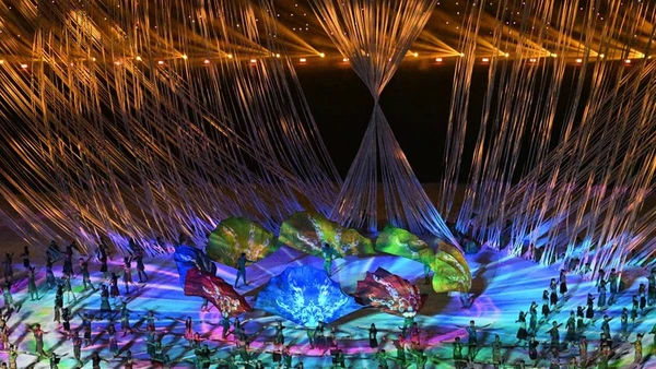 Lễ khai mạc SEA Games 32 thể hiện đậm nét bản sắc Campuchia. (Ảnh: TTXVN)