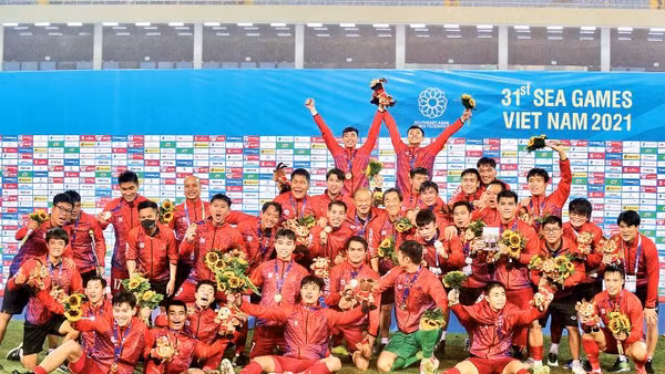 Đội tuyển U23 Việt Nam giành Huy chương vàng SEA Games 31. Ảnh: TRẦN HẢI