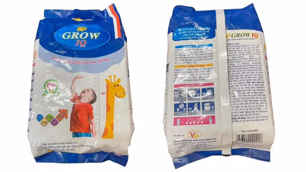 Hình ảnh sản phẩm sữa SP-Milk GROW IQ. (Ảnh: Phụ huynh học sinh cung cấp)