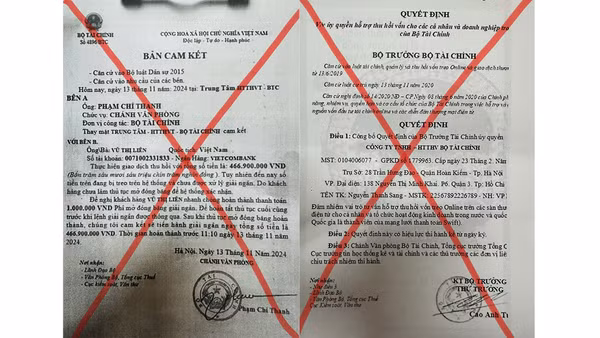 Văn bản giả mạo Bộ Tài chính.