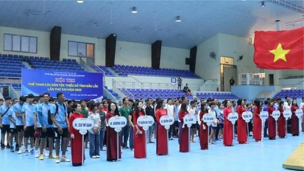 Vận động viên các đoàn tham gia Hội thi thể thao các dân tộc thiểu số tỉnh Đắk Lắk lần thứ XXI năm 2025.
