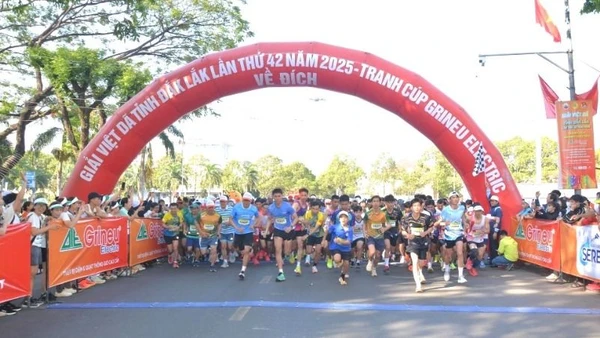 Các vận động viên tham gia giải xuất phát thi đấu.