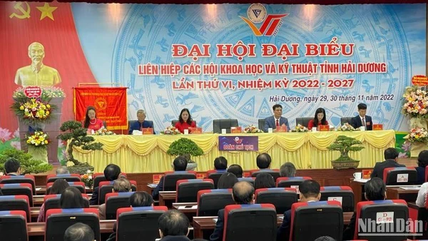 Các đại biểu dự Đại hội Liên hiệp Các hội khoa học và kỹ thuật tỉnh Hải Dương.