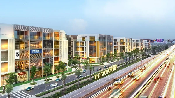 Khu nhà phố thương mại SOHO mặt tiền Đỗ Xuân Hợp, tại The Global City thu hút đa dạng loại hình kinh doanh.