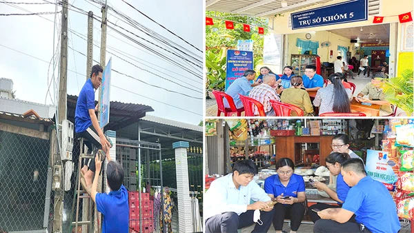 Tuổi trẻ Đồng Tháp ra quân thực hiện các hoạt động chuyển đổi số tại địa phương. (Ảnh: HỮU NGHĨA)