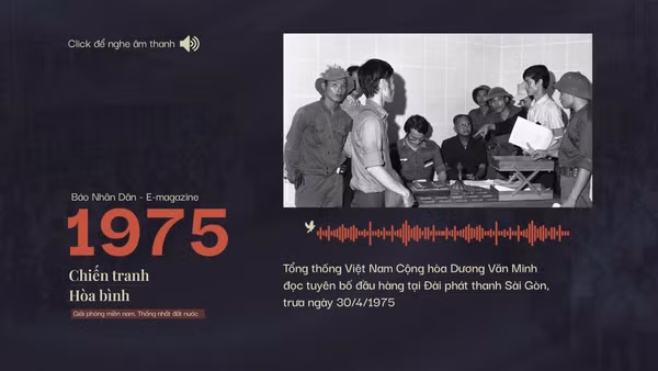 [Audio] Tổng thống Dương Văn Minh đọc lời tuyên bố đầu hàng trưa ngày 30/4/1975