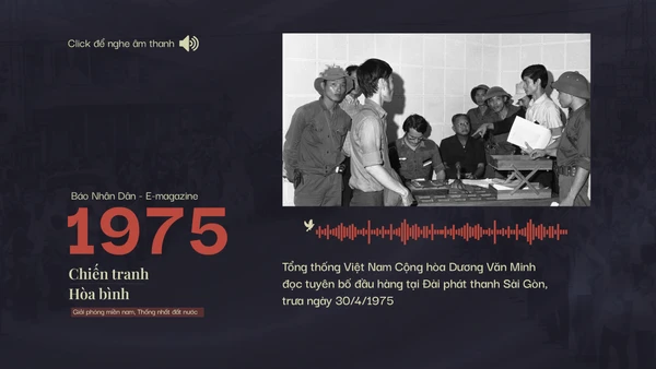 [Audio] Tổng thống Dương Văn Minh đọc lời tuyên bố đầu hàng trưa ngày 30/4/1975