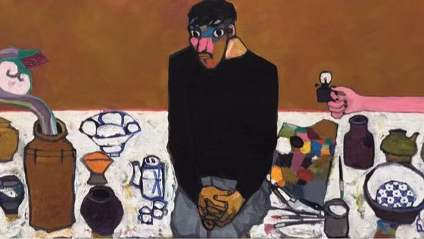 Tác phẩm Ánh sáng ở bên trong – Họa sĩ Đặng Xuân Hòa – Chất liệu sơn dầu – Khổ 75x200cm – Năm sáng tác 2025