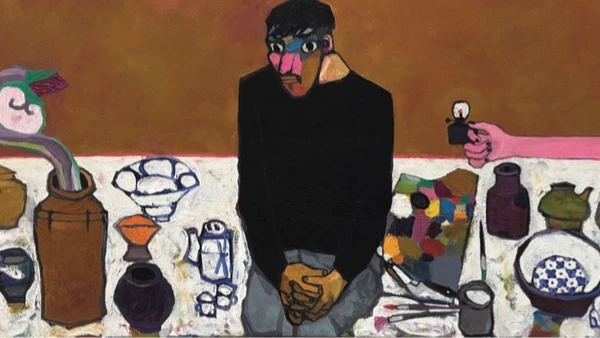 Tác phẩm Ánh sáng ở bên trong – Họa sĩ Đặng Xuân Hòa – Chất liệu sơn dầu – Khổ 75x200cm – Năm sáng tác 2025