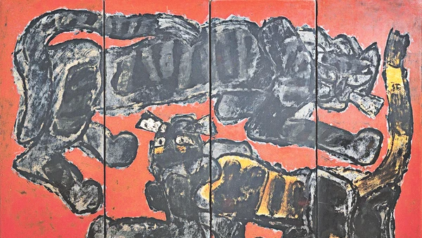 Bức tranh sơn mài Mèo của họa sĩ Nguyễn Sáng, vẽ năm 1983, thuộc một bộ sưu tập tư nhân tại TP Hồ Chí Minh.