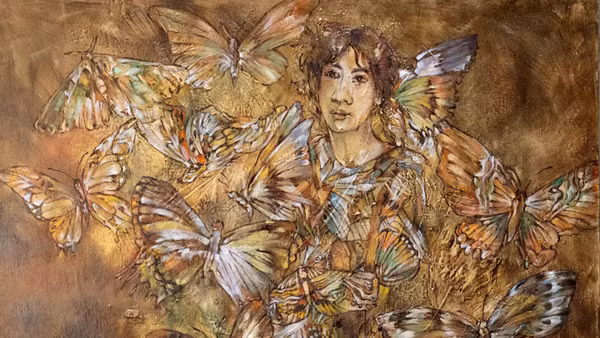 Tác phẩm trưng bày tại triển lãm “Một chặng đường”. 