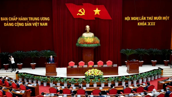 Hội nghị lần thứ 11 Ban Chấp hành Trung ương Đảng khóa XIII họp từ ngày 10/4 đến ngày 12/4/2025, tại Thủ đô Hà Nội. (Ảnh: Đăng Khoa)