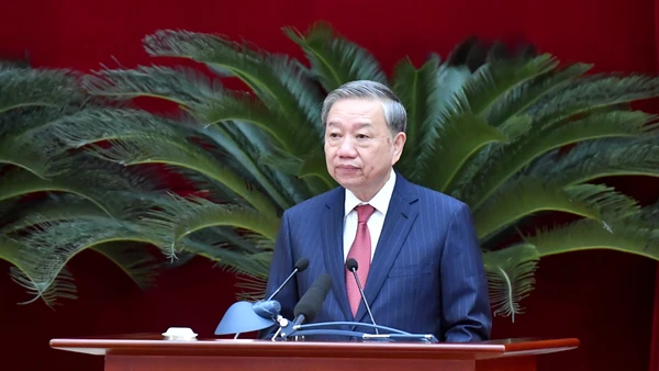 Tổng Bí thư Tô Lâm phát biểu bế mạc Hội nghị. (Ảnh: ĐĂNG KHOA)