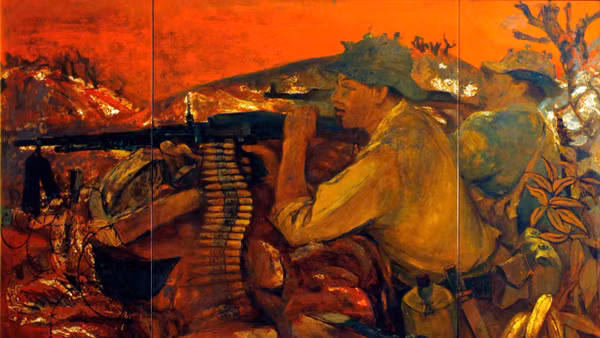 Tác phẩm "Quảng Trị 1972", chất liệu sơn mài.