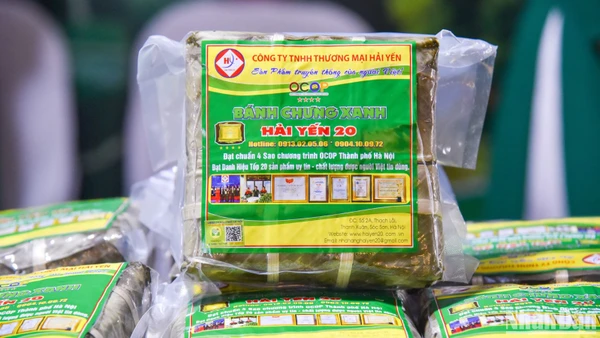 Bánh chưng xanh Hải Yến, Sóc Sơn, Hà Nội, sản phẩm OCOP 4 sao. (Ảnh: NHẬT QUANG)