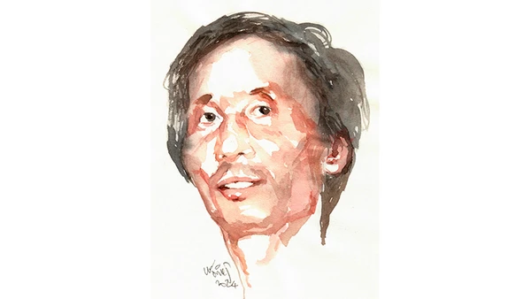 Ký họa chân dung nhà thơ Phùng Khắc Bắc của họa sĩ Đỗ Hoàng Tường 