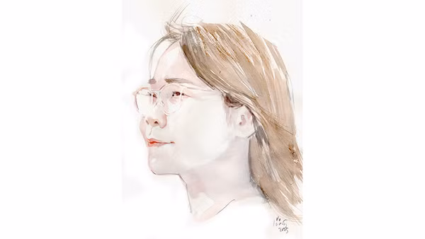 Ký họa chân dung nhà thơ Phùng Thị Hương Ly của họa sĩ Đỗ Hoàng Tường.