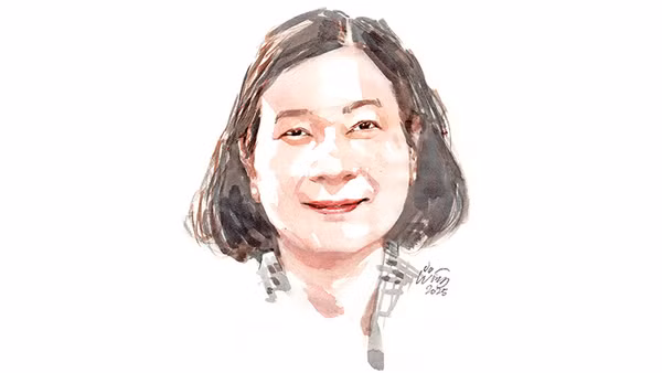 Ký họa chân dung nhà thơ Huỳnh Thúy Kiều của họa sĩ Đỗ Hoàng Tường.