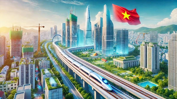 Tuyến đường sắt tốc độ cao trên trục bắc-nam chính là khâu đột phá, tạo nền tảng về hạ tầng để đất nước bước vào kỷ nguyên mới - kỷ nguyên vươn mình của dân tộc. (Ảnh phối cảnh minh họa).