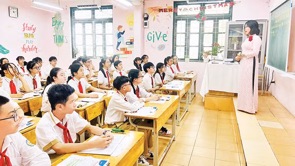 Một tiết học tại Trường THCS Thái Thịnh (Đống Đa, Hà Nội). 