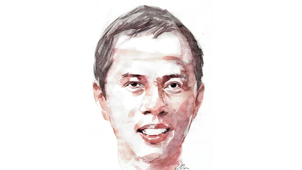 Ký họa chân dung nhà thơ Trần Lê Khánh của họa sĩ Đỗ Hoàng Tường. 