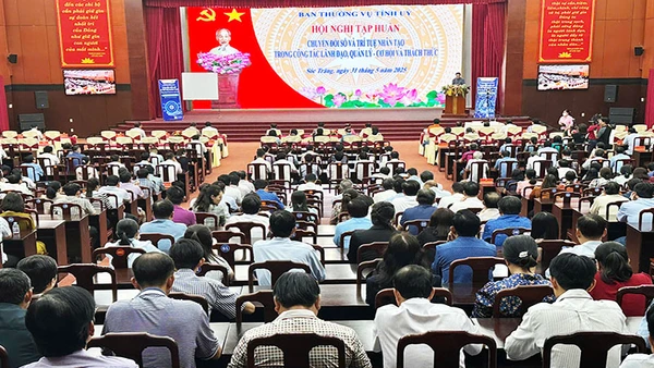 Trung tâm Hội nghị tỉnh Sóc Trăng-Điểm cầu chính hội nghị. (Ảnh: PV)