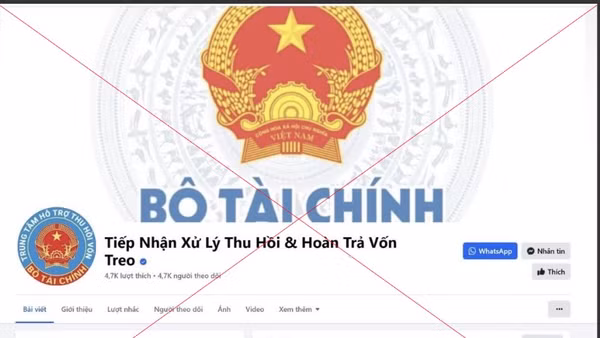 Trang facebook giả mạo Bộ Tài chính.