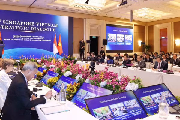 Đối thoại Chiến lược Việt Nam-Singapore lần thứ nhất giữa Đảng Cộng sản Việt Nam và Đảng Hành động Nhân dân Singapore. (Ảnh: TTXVN)