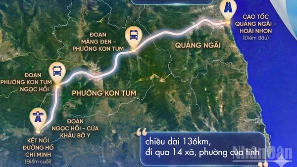 Theo đề xuất, dự án đường bộ cao tốc Quảng Ngãi-Kon Tum có tổng chiều dài hơn 136km. (Ảnh: HIỂN CỪ)