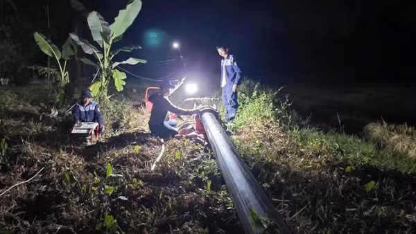 Khu vực Chân Mây-Lăng Cô, thành phố Huế đã được bổ sung nguồn nước sạch với công suất 4.000m³/ngày đêm từ hồ Thủy Yên, giải tỏa nguy cơ thiếu nước sinh hoạt. (Ảnh: HueWaco)