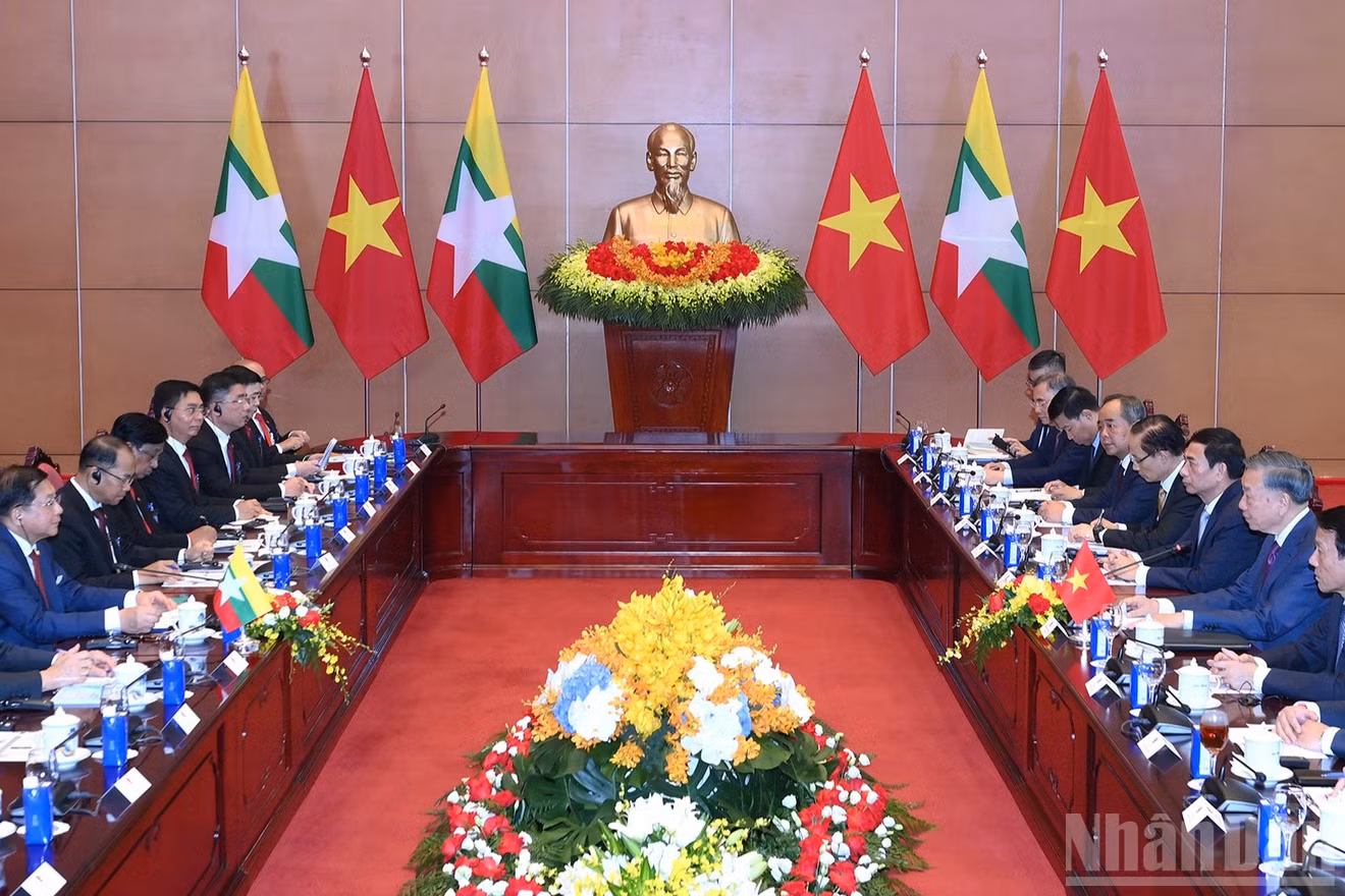 Tổng Bí thư, Chủ tịch nước Tô Lâm hội đàm với Tổng thống Myanmar Min Aung Hlaing, tại Hà Nội, ngày 5/9/2026. (Ảnh: ĐĂNG KHOA)