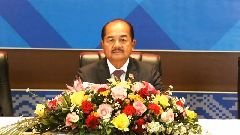 Đồng chí Kikeo Khaykhamphithune, Ủy viên Bộ Chính trị, Phó Thủ tướng Chính phủ, Trưởng Ban Thư ký Đại hội đại biểu toàn quốc lần thứ XII của Đảng Nhân dân Cách mạng Lào. (Ảnh: Báo Pasaxon)