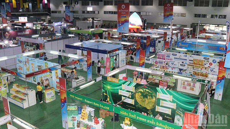 VIETLAO EXPO 2025 có quy mô 250 gian hàng tiêu chuẩn. (Ảnh: HẢI TIẾN) ndo_br_3.jpg