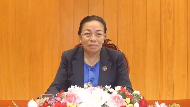 Bà Sounthone Sayachak, Bí thư Trung ương Đảng Nhân dân Cách mạng Lào, Phó Chủ tịch Quốc hội Lào. (Ảnh: Cộng tác viên)