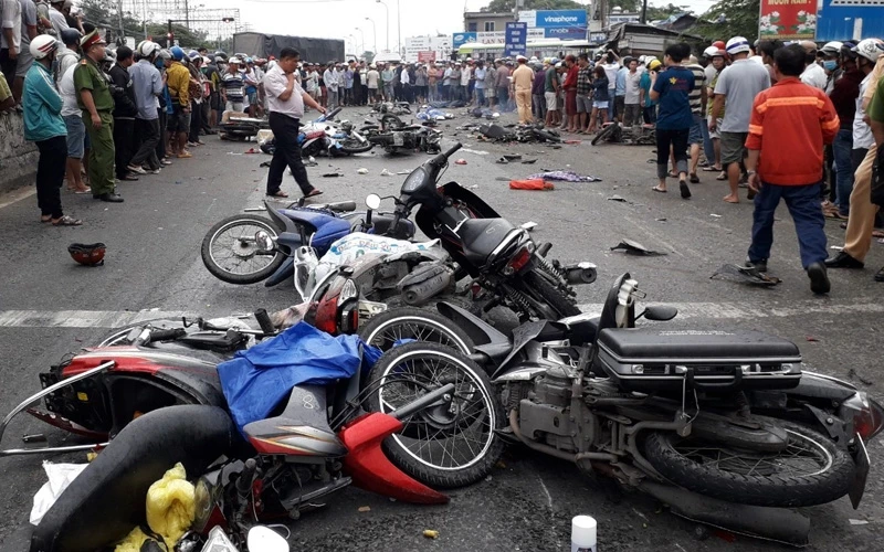 Hiện trường vụ tai nạn. 