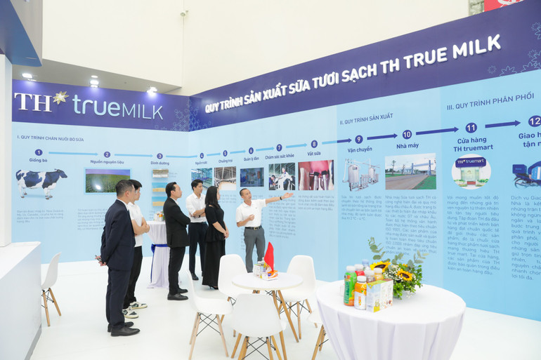 Ngoài trải nghiệm truy xuất nguồn gốc, khách tham quan triển lãm còn được tìm hiểu về quy trình sản xuất khép kín “từ đồng cỏ xanh tới ly sữa sạch” của TH true MILK anh-5-th-truemilk3-quy-trinh-12-buoc-gioi-thieu.jpg
