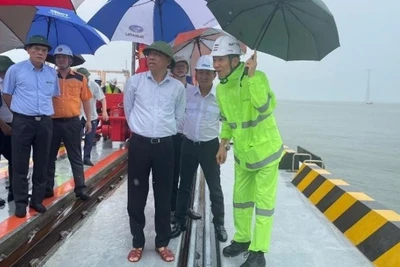 Đồng chí Nguyễn Xuân Sang, Thứ trưởng Xây dựng kiểm tra công tác phòng, chống bão tại khu vực cảng biển Quảng Ninh, Hải Phòng.