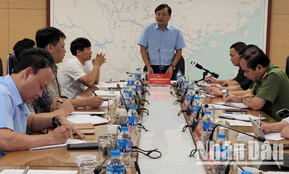 Thứ trưởng Bộ Nông nghiệp và Môi trường Nguyễn Hoàng Hiệp chỉ đạo tại cuộc họp chiều 11/6.