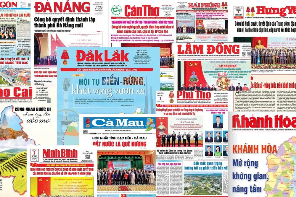 [Ảnh] Hình ảnh trang nhất báo Đảng địa phương xuất bản ngày 1/7 sau khi sáp nhập tỉnh, thành phố
