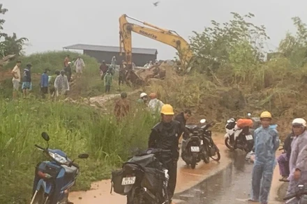 Hiện trường sạt lở đất đá.