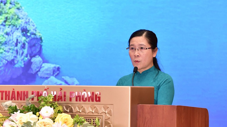 Biträdande direktör för Hai Phongs institution för vetenskap och teknik, Pham Thi Sen Quynh, talade vid workshopen. quynh-ok.jpg