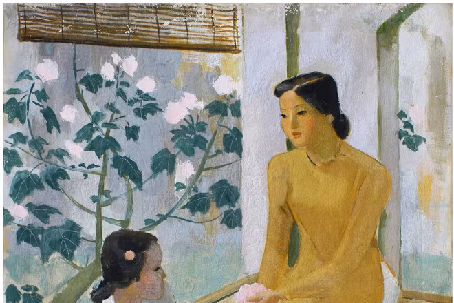 Tô Ngọc Vân, Hai thiếu nữ và em bé, sơn dầu, 100,2 x 75cm, sáng tác năm 1944, trong danh mục Bảo vật quốc gia, thuộc sưu tập của Bảo tàng Mỹ thuật Việt Nam.