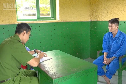 Thái Văn Bình An tại cơ quan công an.