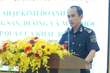 Chi Cục trưởng Chi cục Hải quan khu vực XX Nguyễn Thanh Sang phát biểu tại hội nghị.