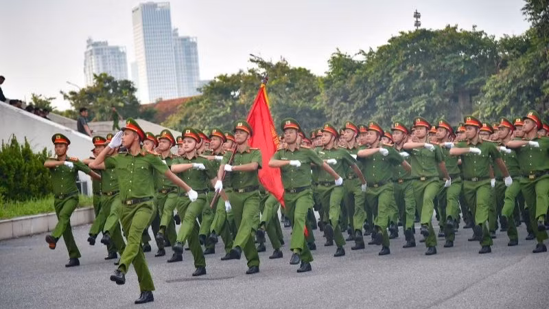 Hợp luyện lần 2 chuẩn bị cho Lễ ra quân bảo đảm an ninh, trật tự các hoạt động kỷ niệm lớn.