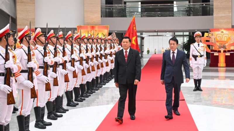 Đại tướng Lương Tam Quang đón Bộ trưởng Công an Lào Vanthong Kongmany thăm, làm việc tại Bộ Công an Việt Nam.