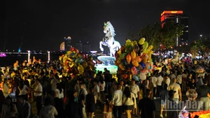 Đường hoa Bạch Đằng thành phố Đà Nẵng đêm 16/2 (29 Tết).