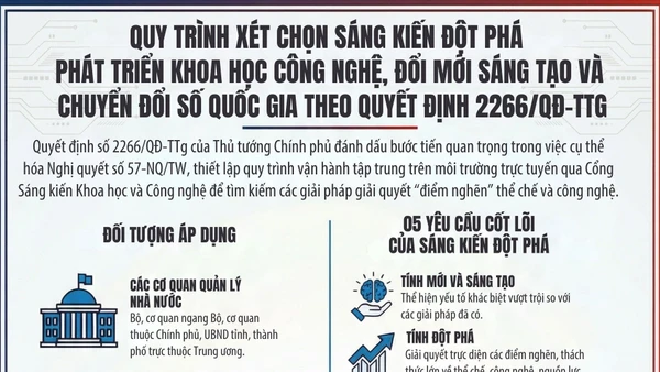 [Infographic] Quy trình xét chọn sáng kiến đột phá phát triển khoa học công nghệ, đổi mới sáng tạo và chuyển đổi số
