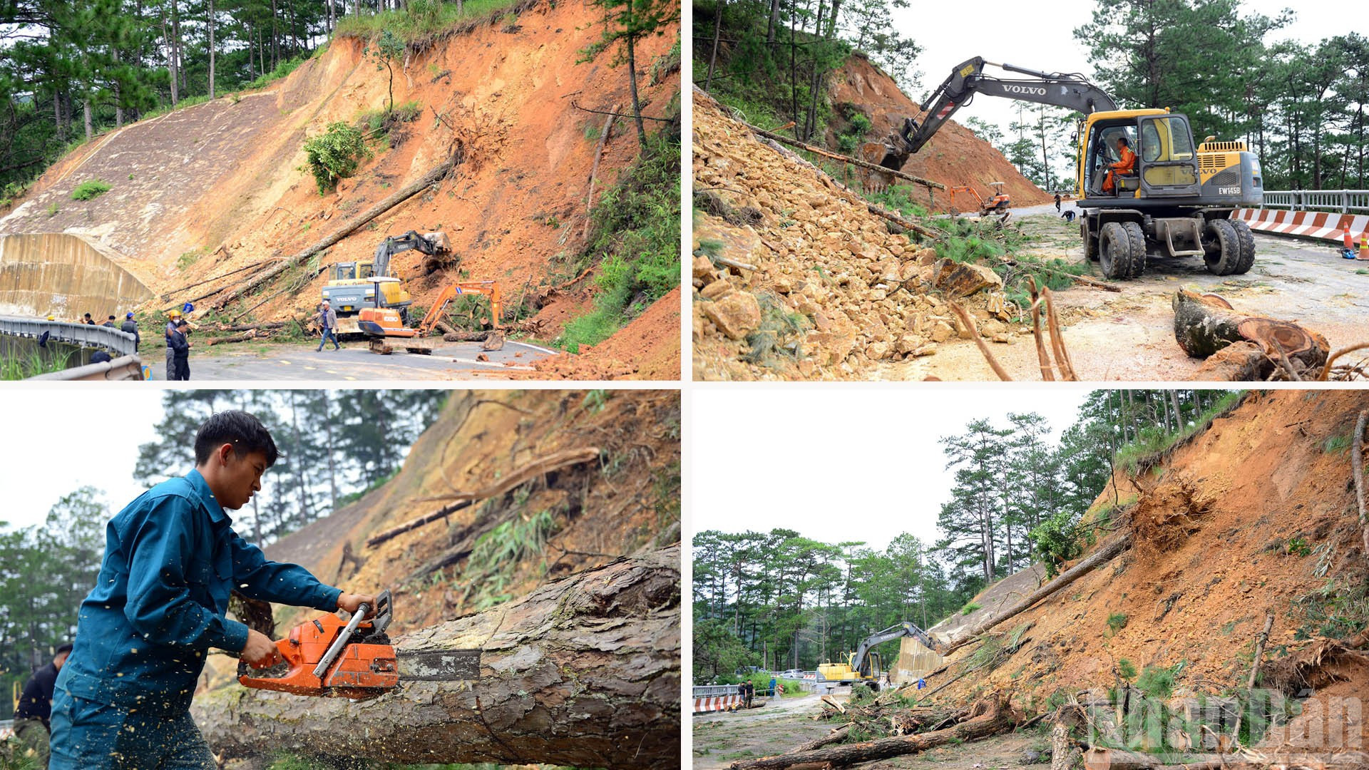 Lực lượng chức năng xử lý hiện trường sạt lở. ndo_br_2-5795.jpg